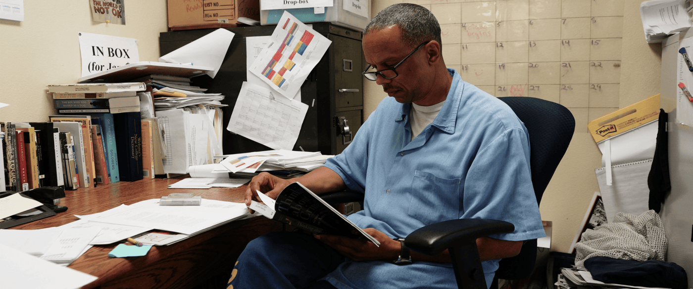 James-King-studying-at-San-Quentin-before-release-now-at-Ella-Baker-Center-1400x585, A plea to Gov. Newsom: Don’t abandon elderly incarcerated people to die from COVID-19, Behind Enemy Lines 