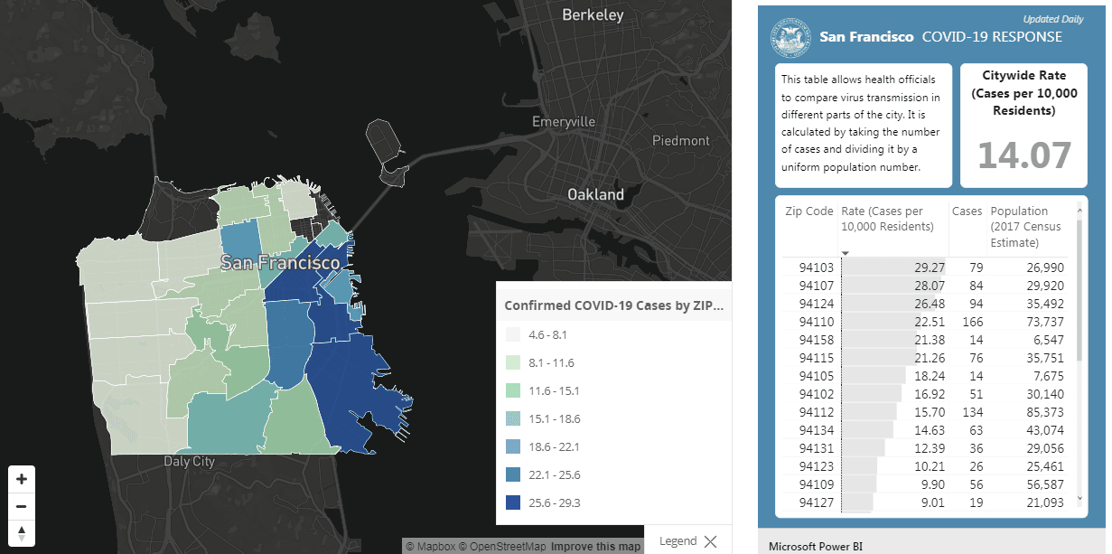 San Francisco releases map of coronavirus impact by zip code
