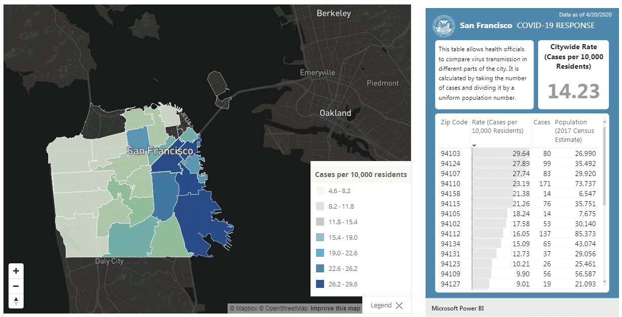 San-Francisco-COVID-19-Rate-of-Cases-by-Zip-Code-042220, Perfect storm: First wave of the COVID-19 pandemic crashes in Southeast San Francisco, Local News & Views 