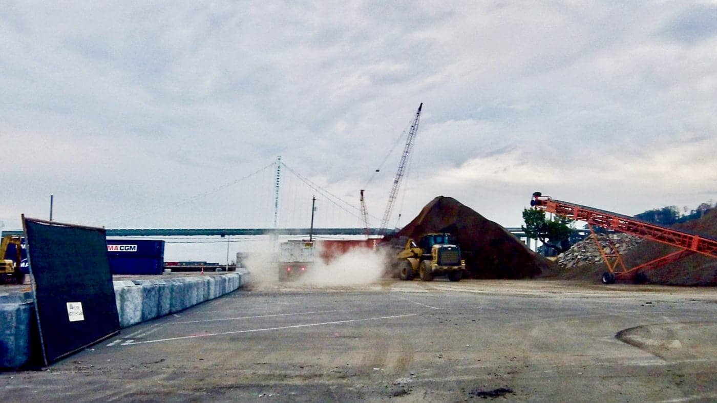 Treasure-Island-dust-clouds-from-materials-site-3rd-4th-streets-by-Carol-Harvey-1400x787, Despite coronavirus pandemic, Treasure Island cleanup and redevelopment construction continues to raise toxic dust, Local News & Views 