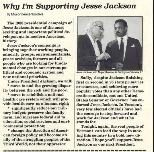 Why-Im-Supporting-Jesse-Jackson-by-Mayor-Bernie-Sanders-statement-1988, Rev. Jesse Jackson: Let prisoners go during COVID-19 pandemic, News & Views 