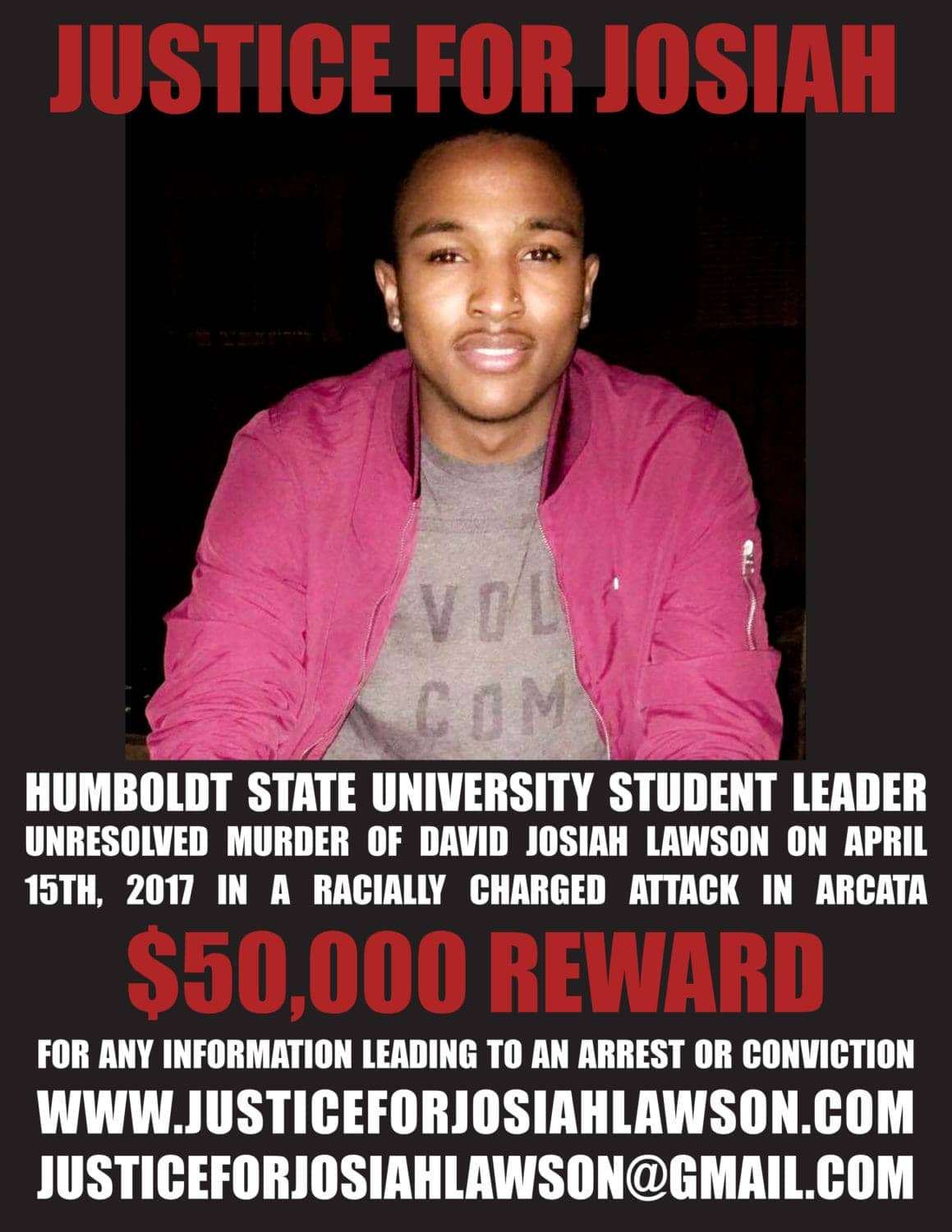 ‘Justice-for-Josiah’-‘50000-reward’-poster-1, Justice for Josiah: Humboldt community demands action on third anniversary of Black student’s murder, Local News & Views 