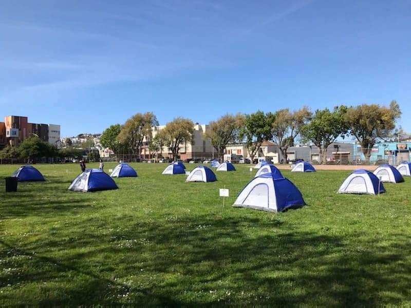 Beds-4-Bayviews-1st-attempt-at-creating-tent-community-in-MLK-Park-040920, Community seizes MLK Park as immediate COVID relief for unhoused neighbors, Local News & Views 