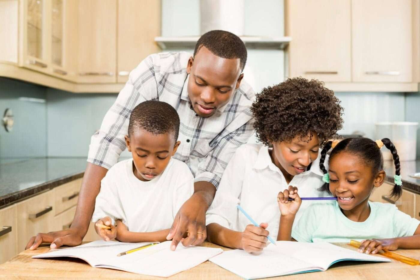 black parents helping with homework