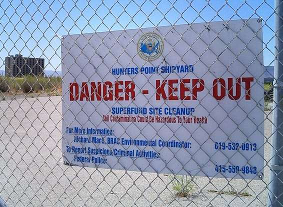 Hunters-Point-Shipyard-danger-sign-cropped, The Hunters Point Community Biomonitoring Program is establishing cause and effect relationships between environmental toxins and expressions of disease, Local News & Views 