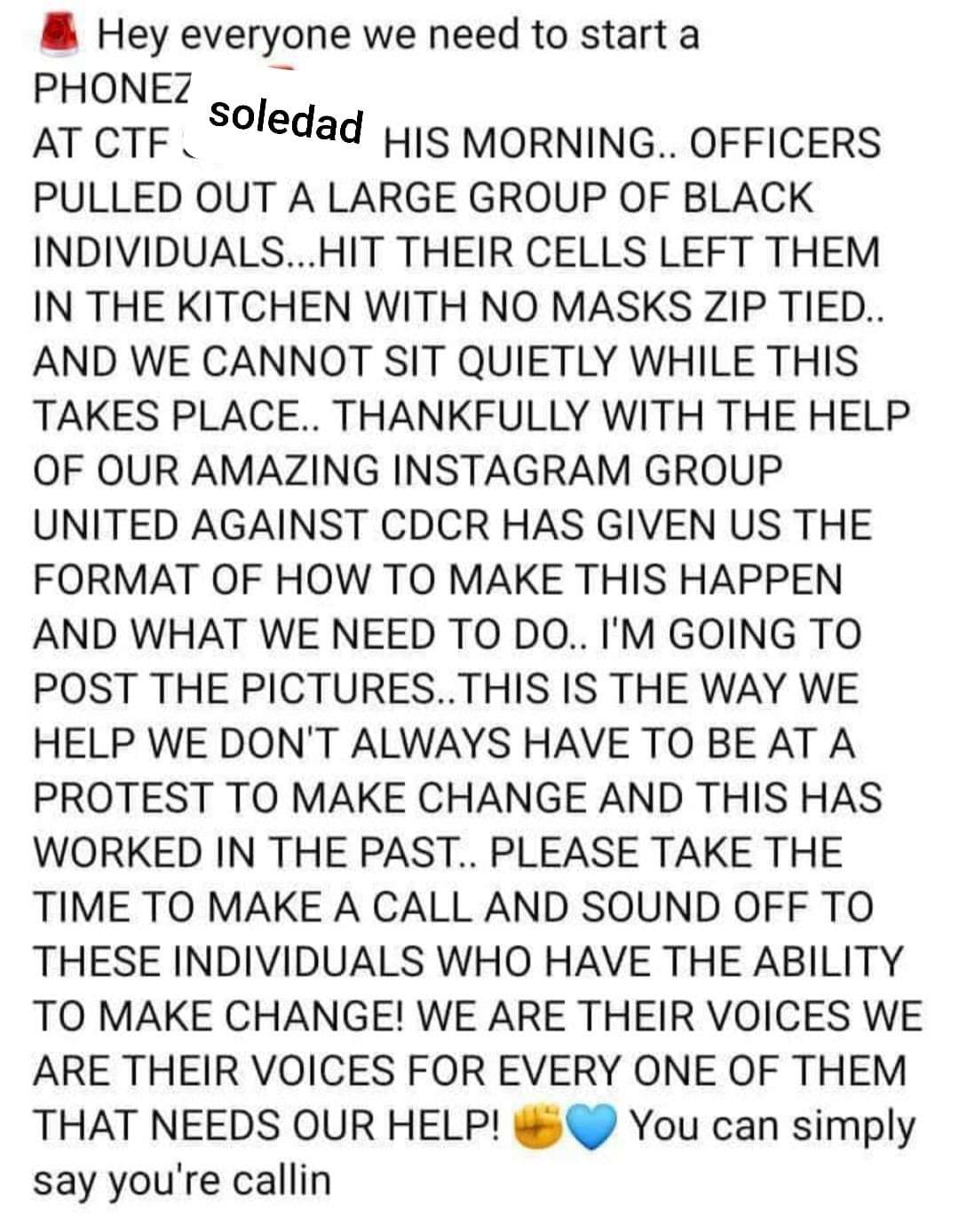 Soledad-3am-raid-on-Black-prisoners-wifes-post-on-Instagram-072020-2, Soledad 3 a.m. raid on 200+ Black prisoners, Abolition Now! 