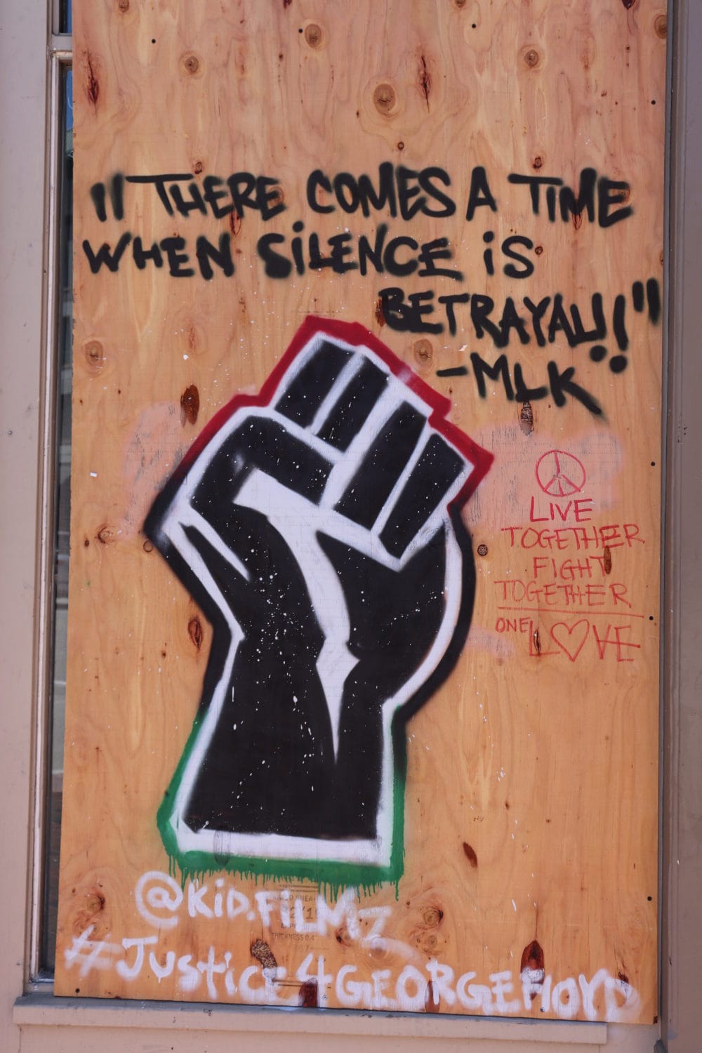 There-comes-a-time-when-silence-is-betrayal-MLK-mural-on-boarded-up-window-Oakland-0720-by-JR-1, The July expiration of the COVID-19 eviction ban and unemployment bonus leads to calls for a General Strike, Local News & Views 