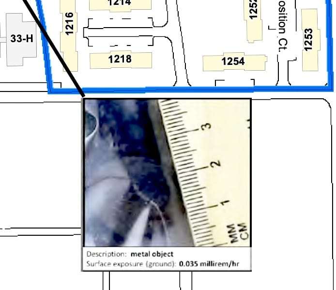 Treasure-Island-Navy-map-w-closeup-of-radiological-object-extracted-from-1206D-Mariner-Dr, Former Treasure Island resident announces hospitalization for coronavirus, implicating radioactive island dust, Local News & Views 