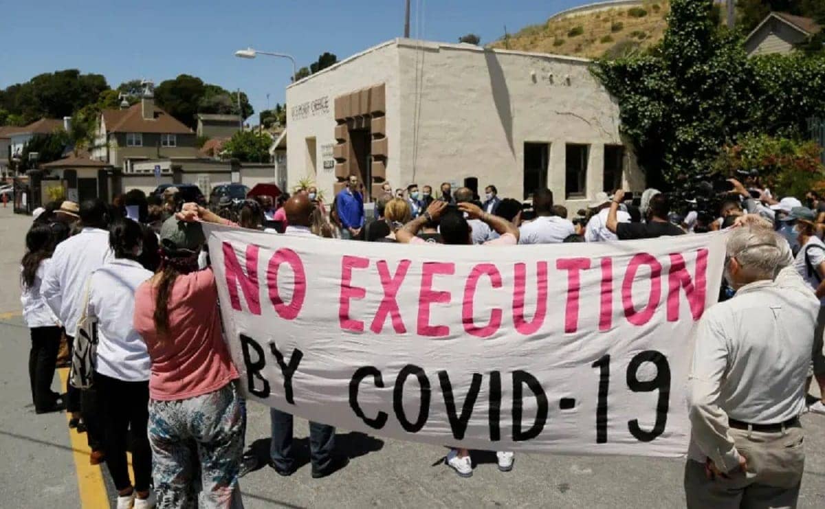 No-execution-by-COVID-19-banner-at-rally, Prisoner advocates across the country call on DOJ nominee Kristen Clarke to address urgent pandemic conditions behind bars, Featured News & Views 