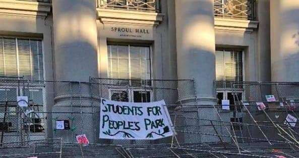 Peoples-Park-protest-fences-at-Sproul-Hall-UC-Berkeley-012921-by-@peoplesparkberkeley, From UC Berkeley to UC Hastings: Colleges steal and hoard land, lives and resources, Local News & Views 