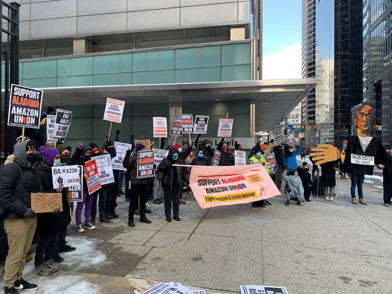 Philadelphia-Pennsylvania-Amazon-workers-support-protest-022021, Black Workers Matter! Nationwide protests supporting Amazon workers in Alabama from the Bay to Harlem, News & Views Photo Gallery 