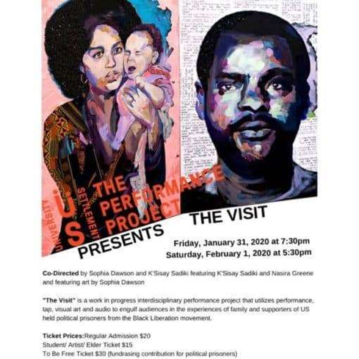 Sophia-Dawson-KSisay-Sadiki-The-Visit-show-flier, Growing up Panther: An interview with K’sisay Sadiki, Abolition Now! 