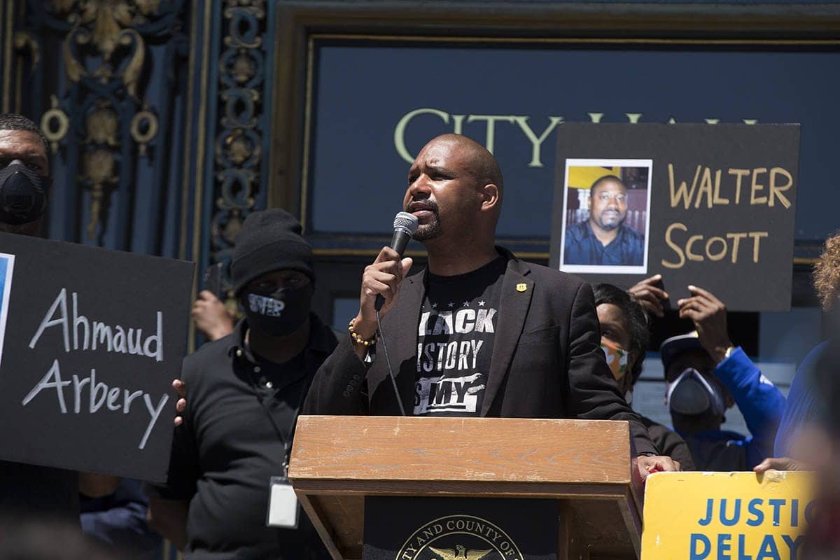 Shamann-Walton-speaks-Juneteenth-rally-protesting-police-murder-of-George-Floyd-061921-by-Kevin-Hume-SF-Examiner, BOS President Shamann Walton leads Reparations plan for Black San Franciscans!, Local News & Views 