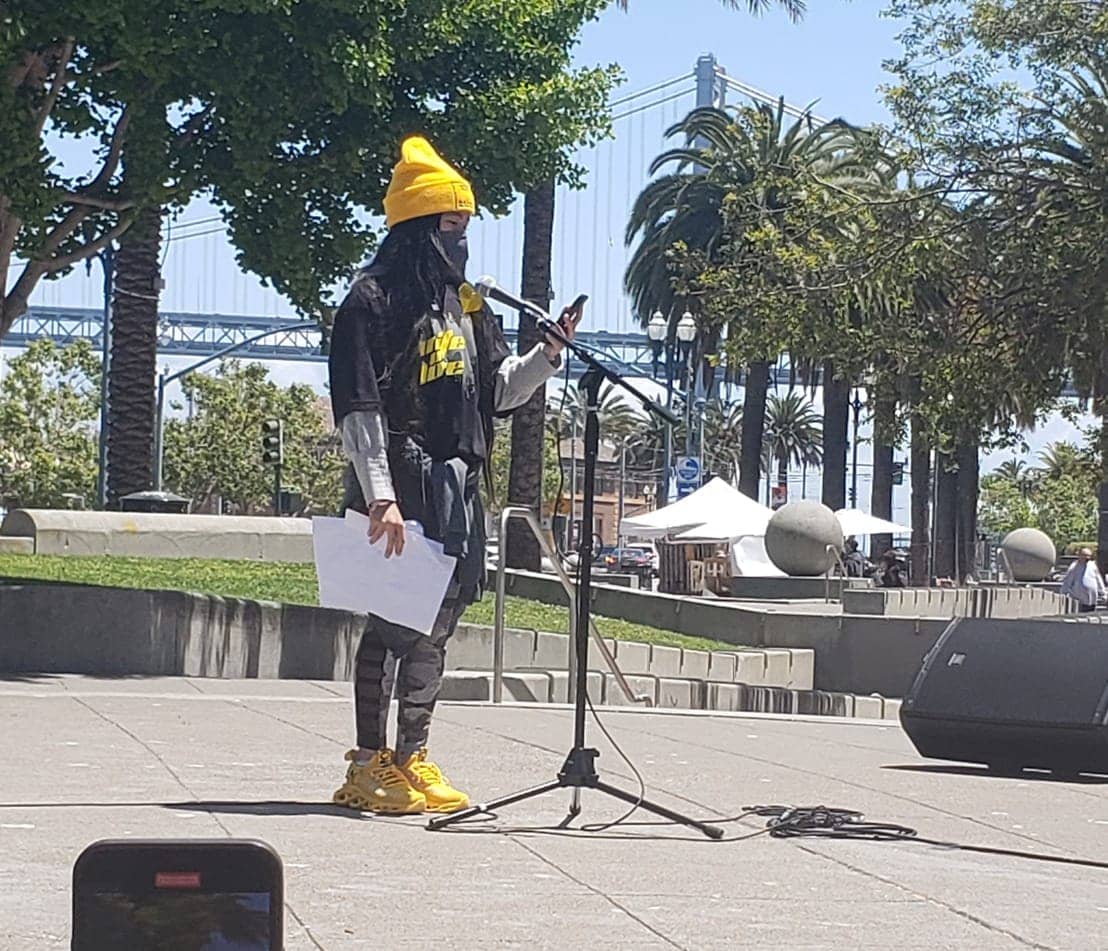 Ashlyn-So-13-event-organizer-speaks-at-Gold-and-Black-Unity-Rally-at-Embarcadero-Center-052221, Struggling for multicultural unity in Bayview Hunters Point, Local News & Views 