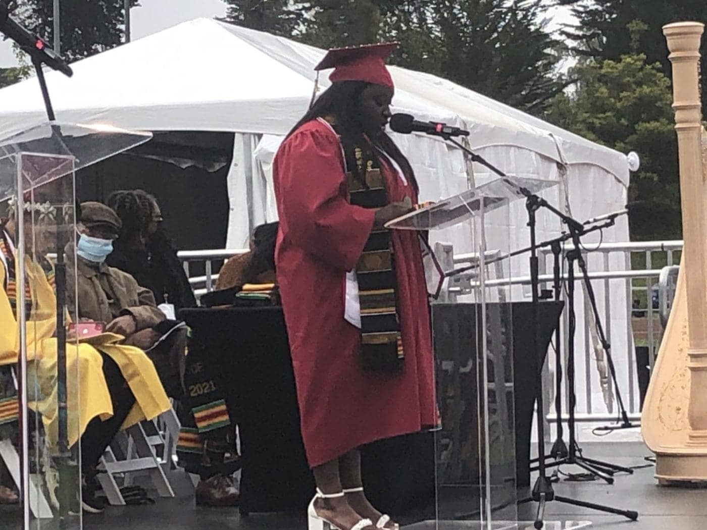 Black-Student-Union-President-and-SFUSD-School-Board-Student-Representative-Shavonne-Hines-Foster-gives-speech-Second-Annual-Black-Graduation-Kezar-Pavilion-Stadium-by-Daphne-Young-060421-1400x1050, Black graduates celebrate big at 2021 Rites of Passage ceremony!, Culture Currents 