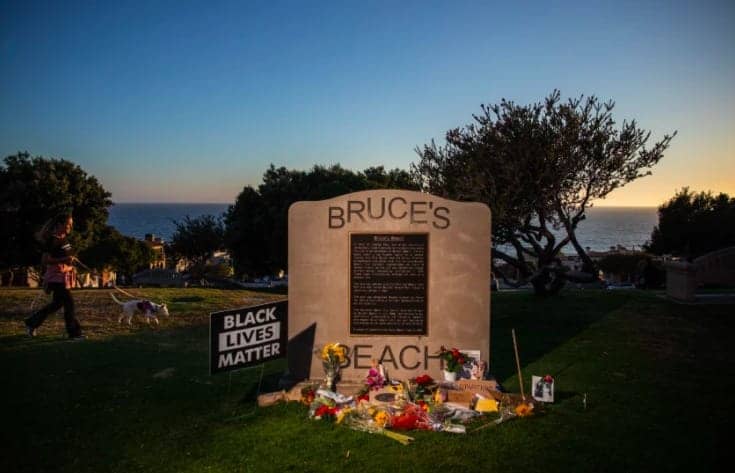 Bruces-Beach-plaque-memorial-Black-Lives-Matter-0820-by-Jay-L.-Clendenin-LA-Times, California’s stolen Black land: Bruce’s Beach, Folsom, Allensworth, the Fillmore, Local News & Views 