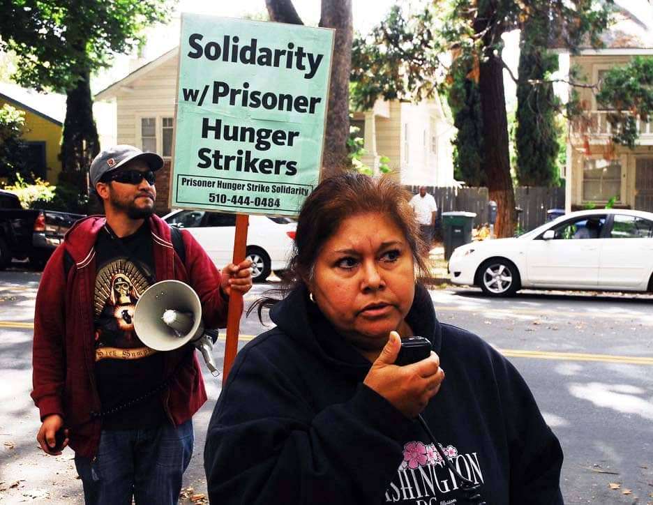 California-prisoner-hunger-strike-solidarity-rally-Irma-Hedlin-mother-of-two-hunger-strikers-at-Pelican-Bay-speaks-100511-at-CDCR-HQ-Sacramento-by-Bill-Hackwell, Decades of torture, hundreds of men, weeks of starvation – and still we aren’t free!, Abolition Now! 