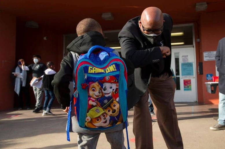 SFUSD-Supt.-Vincent-Matthews-first-grader-Jordan-Graves-at-Bret-Harte-Elementary-School-041221-by-Kevin-N.-Hume-S.F.-Examiner.jpg, All SFUSD schools return to in-person learning for Fall, Local News & Views 