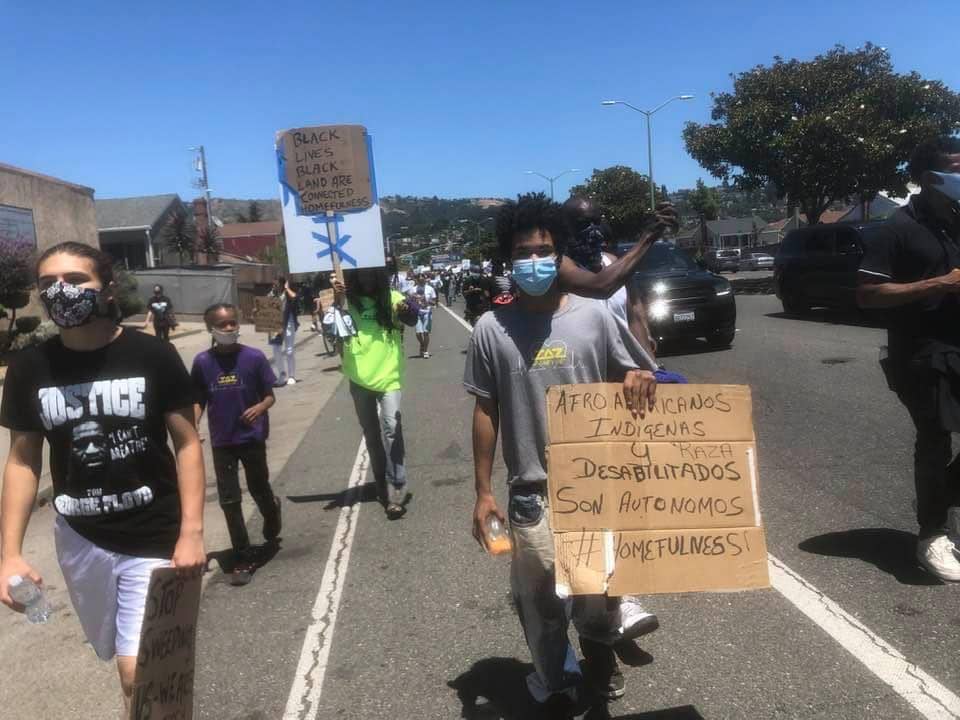 Tiburcio-Garcia-Amir-Cornish-of-Deecolonize-Academy-march-against-police-terror-0621-by-Brooke-Anderson, Support Not Sweeps! Free Homefulness!, Local News & Views 