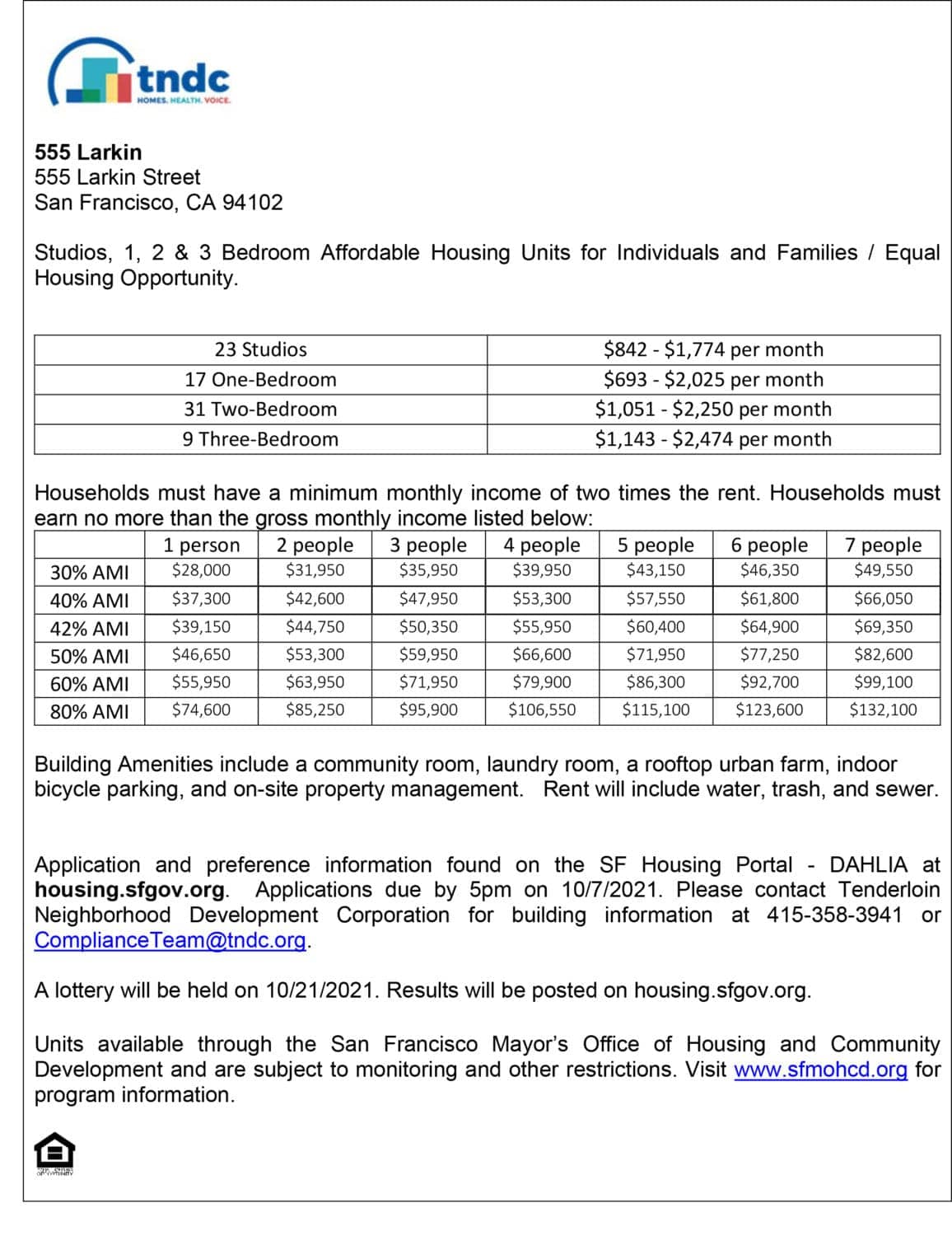 TNDC-0921, TNDC offers 80 affordable apartments, studios to 3-bedrooms - apply by Oct. 7, Affordable Housing 