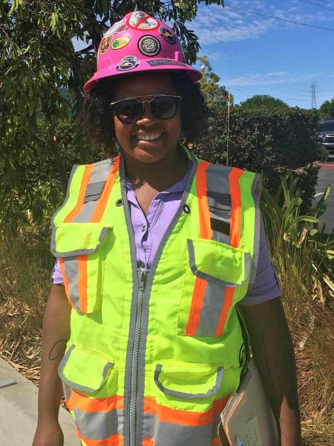 Meg-Anne-Pryor-Local-3-apprenticeship-coordinator-in-pink-hard-hat-at-job-site, Building up women for careers in construction, Local News & Views 