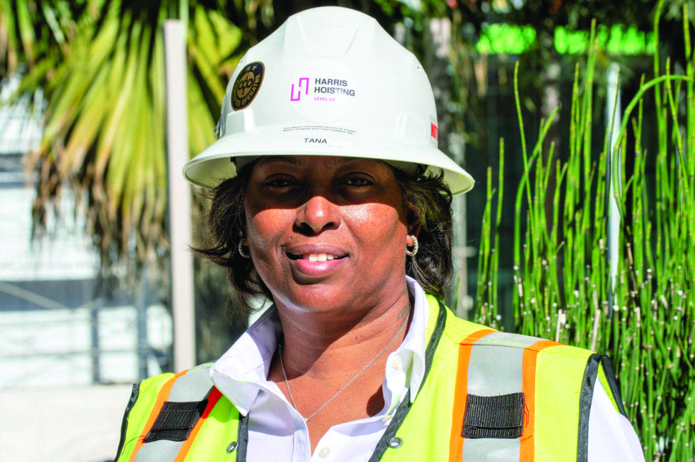 Tana-HarrisHarris-Hoisting-in-hard-hat-1400x931, Building up women for careers in construction, Local News & Views 