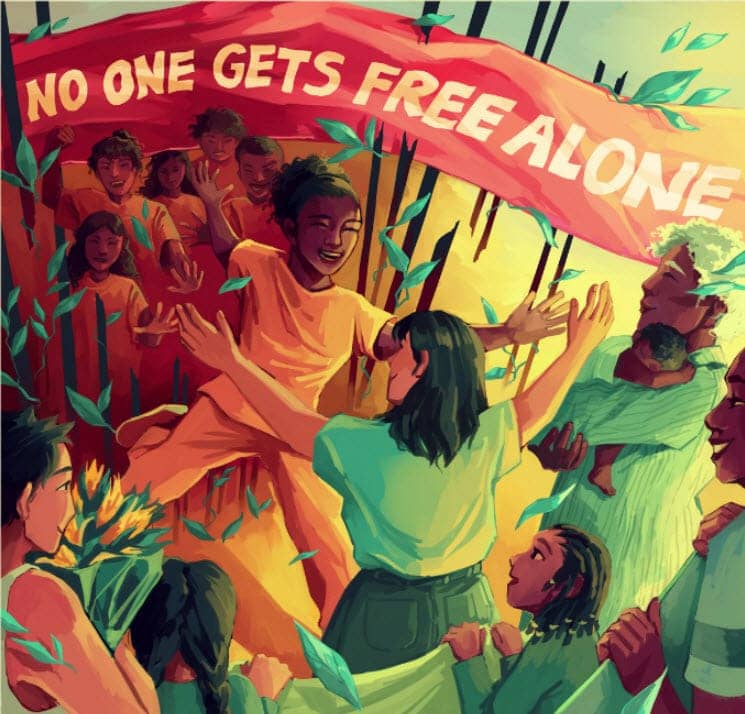 No-one-gets-free-alone-theme-art-for-CCWP-25th-111221, California Coalition for Women Prisoners celebrates 25+ years, Behind Enemy Lines 