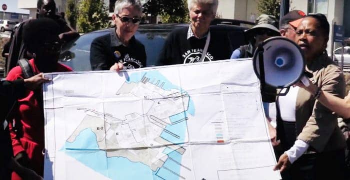 Greenaction-protest-after-discovery-of-radioactive-object-in-Shipyards-new-housing-vicinity-0918, Cancer Alley at the Hunters Point Shipyard, News & Views 