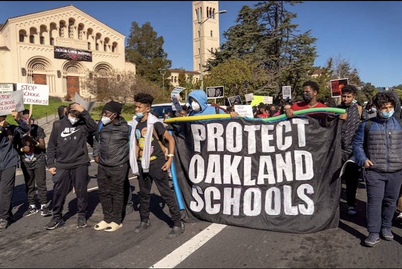 Protect-Oakland-Schools-young-Black-men-demand-no-school-closures-0222, Students, parents and community are hunger striking, protesting Oakland’s school closings in Black and Brown neighborhoods, News & Views 