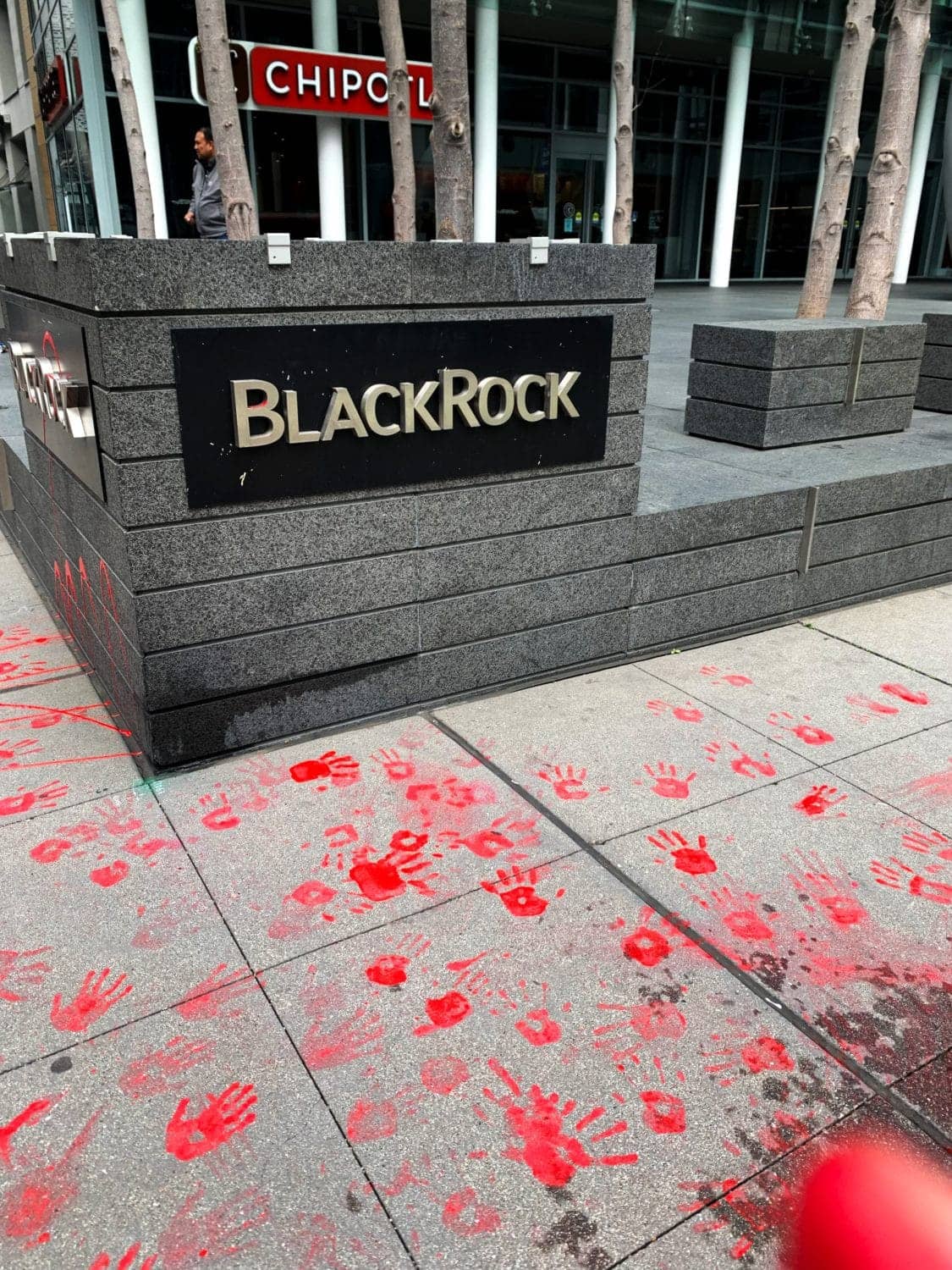BlackRock-bloody-handprints-Youth-vs.-Apocalypse-protest-by-Nube-032522, Youth climate strike on People’s Earth Day April 22, 2022, Culture Currents News & Views 