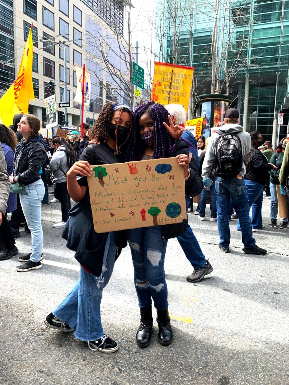 Two-young-people-at-Youth-vs.-Apocalypse-protest-by-Nube-032522, Youth climate strike on People’s Earth Day April 22, 2022, Culture Currents News & Views 