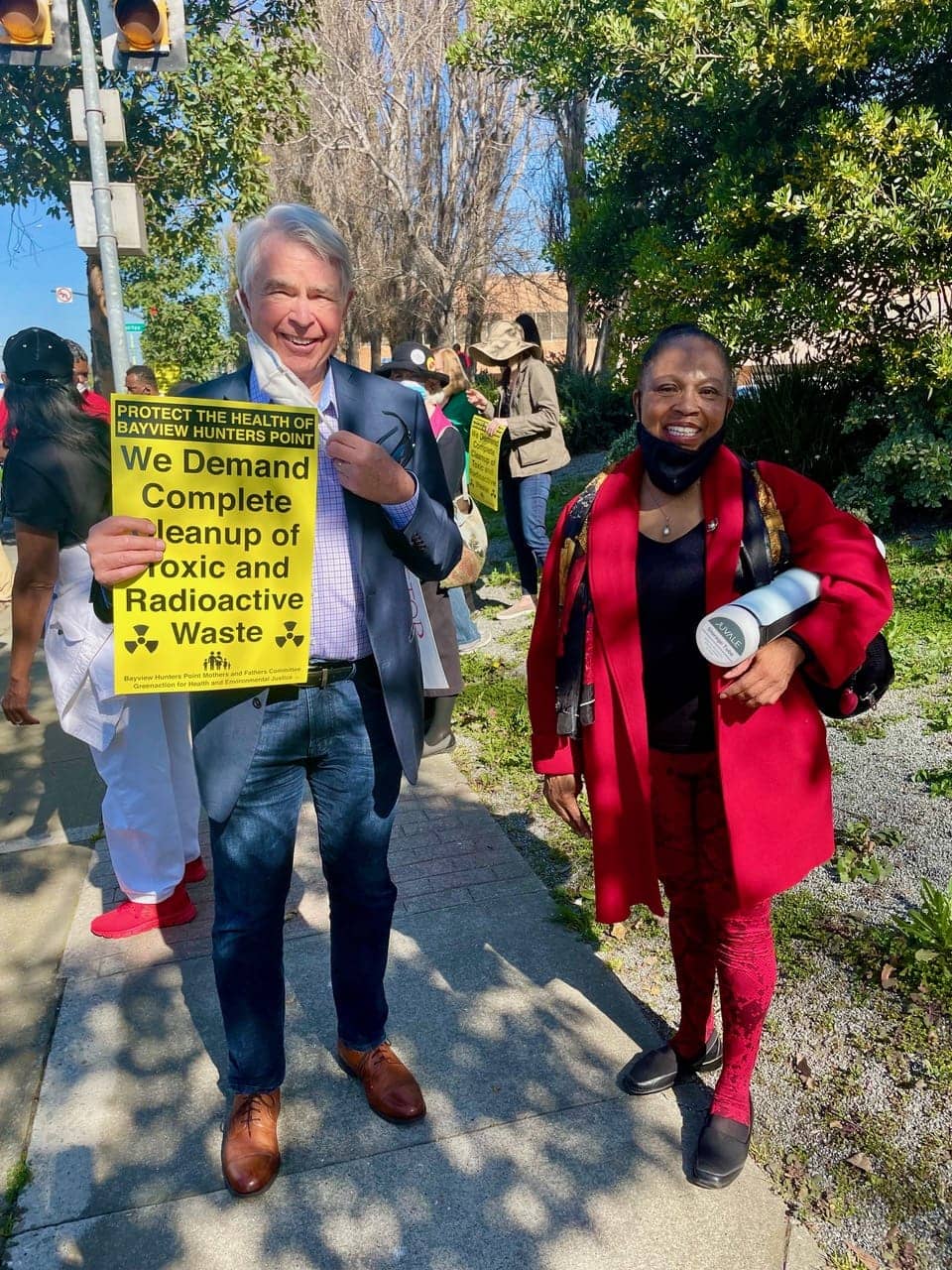 UCSF-alumni-Dr.-James-Dahlgren-and-Dr.-Ahimsa-at-rally-to-clean-up-shipyard-021222-1, HP Biomonitoring: Promising HOPE for Hunters Point, News & Views 