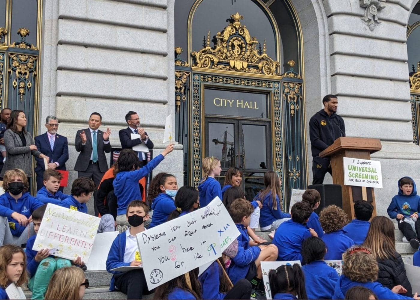 Golden-State-Warriors-guard-Gary-Payton-II-speaking-at-Decoding-Dyslexia-CA-rally-in-San-Francisco-at-City-Hall-by-@DDCalifornia-032922-1400x1001, Golden State Warriors guard rallies for dyslexia screenings, Culture Currents News & Views 
