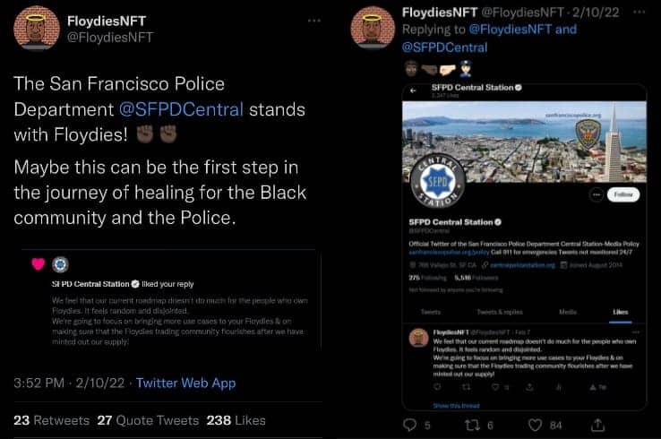 Floydies-NFT-SFPD-tweet-021022, At the collapse of the NFT economy, SFPD’s anti-Black participation will not be forgotten, Culture Currents Local News & Views News & Views 