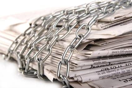 Chained-newspapers-1, Confiscation of the Bay View continues unabated!, Behind Enemy Lines 