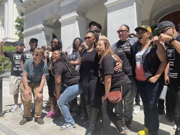 The-California-Abolition-Act-Coalition-outside-the-California-State-Capitol-on-053122, California Reparations Task Force supports anti-slavery language legislation ACA3 , Local News & Views News & Views 