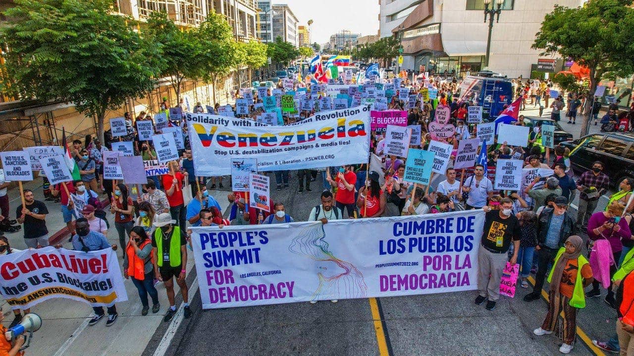Peoples-Summit-for-Democracy-protesting-the-exclusion-of-Cuba-Nicaragua-and-Venezuela-from-the-Summit-of-the-Americas-by-Kamikia-Kisedje-Peoples-Dispatch-061022, The Haitian Revolution today: The limits of token solidarity, Featured News & Views World News & Views 