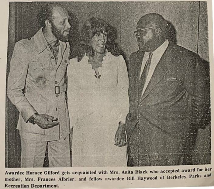 Horace-Gilford-Mrs.-Anita-J.-Black-and-Bill-Haywood-at-Ethnic-Minority-Association-of-California-award-ceremony-1974, Happy 101st Birthday, Mrs. Anita J. Black!, Local News & Views News & Views 