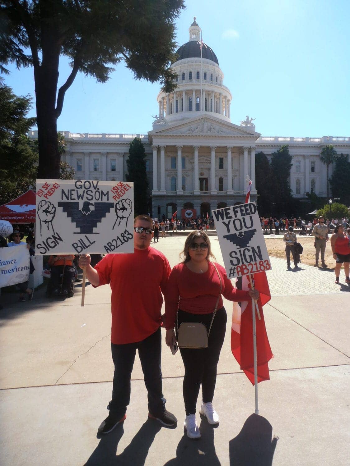 Teamsters-Mark-and-Jessica-from-Modesto-UFW-march-0822, Sign the damn AB 2183 bill, Newsom!, Featured News & Views 
