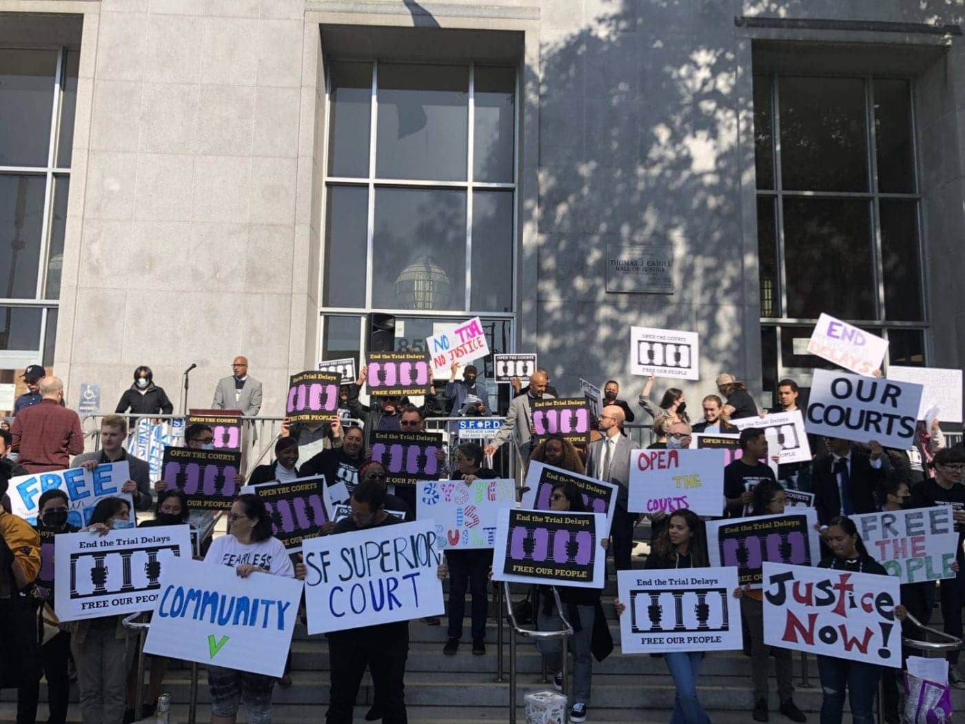 Press-rally-signs-by-Sophia-Chupein-091622-1400x1050, Open the courts: 150 San Franciscans jailed without trial, Local News & Views News & Views 