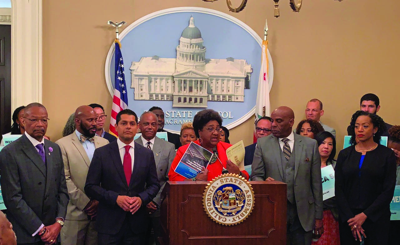 Repeal-Prop-209-Assemblymember-Shirley-Weber-D-San-Diego-shows-impact-reports-at-press-conf-w-legislators-advocates-students-031020-at-Capitol-by-CBM, Reparations Teach-In comes to San Francisco, News & Views 