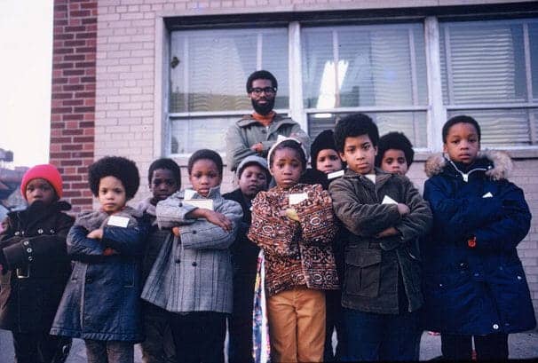 Uhuru-Sasa-Shule-kids-posing-outside-school-by-Osei-T.-Chandler-Brooklyn-1970s-80s, Central Brooklyn to East Oakland: ‘The Sun Rises in the East’ at Oakland Int’l Film Festival 9/18, Culture Currents Local News & Views 