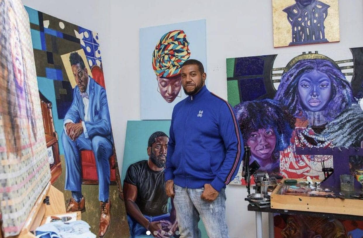 Christopher-The-Black-DaVinci-Williams-with-his-work-in-studio-by-Eddie-Hernandez-edited, From the Bay to the big screen: Christopher Williams, aka The Black DaVinci, Culture Currents 
