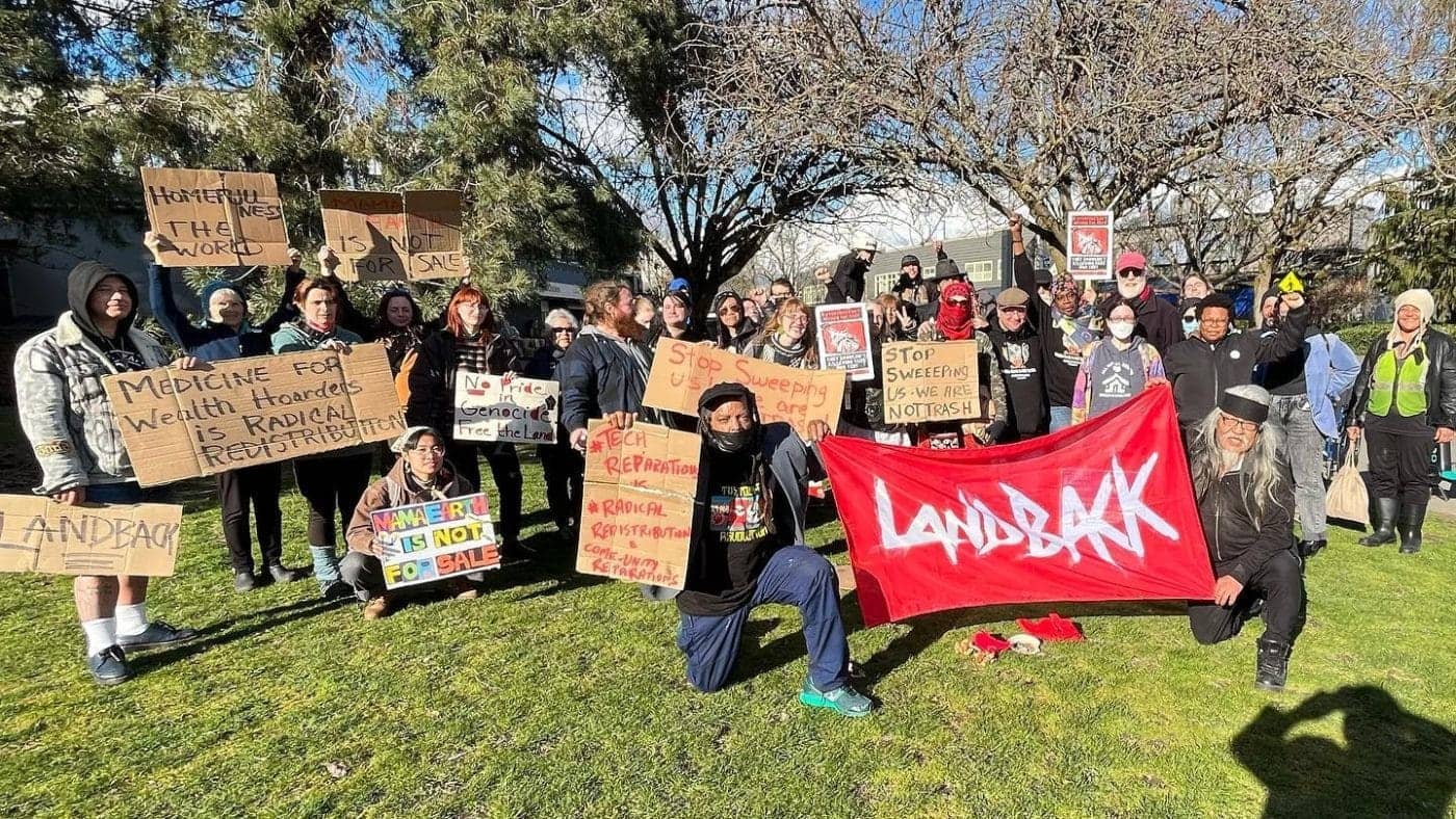 Land-back-rally-1400x788, Us houseless folks can build our own solution to homelessness!, Local News & Views News & Views 
