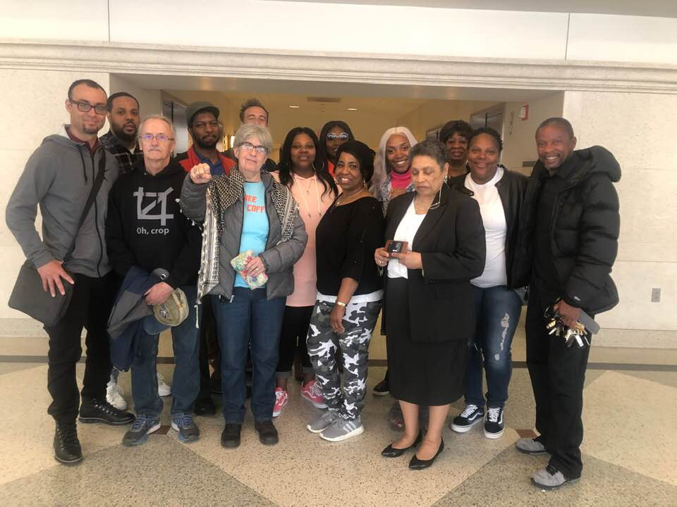 Hoagies-supporters-outside-courtroom-after-a-hearing-lawyer-Martha-Conley-in-front, A legacy of genocidal convictions: Jerome Coffey is innocent, Abolition Now! 