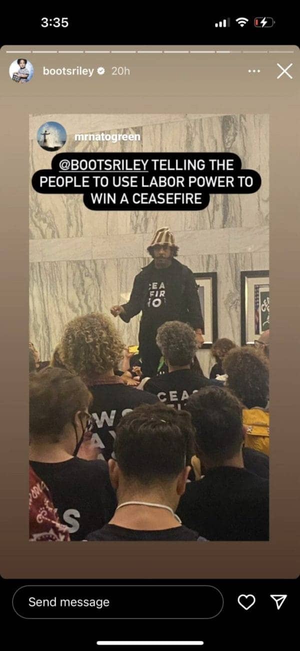 Boots-Riley-on-Instagram-teaching-Ceasefire-Now-111323-600x1301, Hundreds of Bay Area Jews arrested in the Oakland Federal Building demanding ceasefire in Gaza, Featured News & Views 