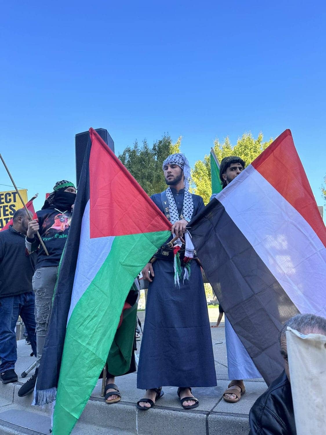 Palestinian-youth-with-flags-at-APEC-summit-111523-by-Tiny-PNN, APEC faceoff: Homeless in Gaza, homeless in Huchuin, Featured Local News & Views 
