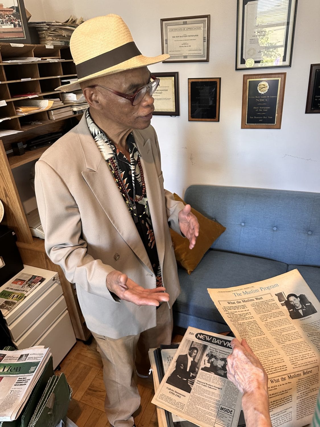 Muhammad-al-Kareem-Bay-View-founder-shows-his-papers-at-current-SFBV-HQ-0124-by-Kevin-Epps, Legendary filmmaker Kevin Epps takes the reins of the Bay View, Featured Local News & Views 