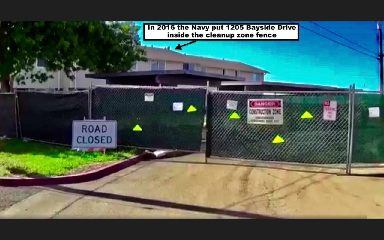 1205-bayside-drive-inside-the-cleanup-zone-fence, Navy warfare schools permanently poisoned Treasure Island in San Francisco Bay, Featured Local News & Views 