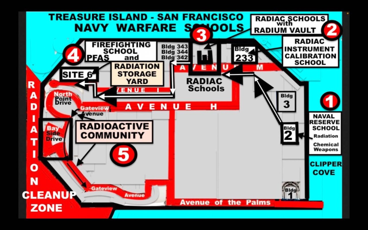 5-navy-schools-tour-map, Navy warfare schools permanently poisoned Treasure Island in San Francisco Bay, Featured Local News & Views 